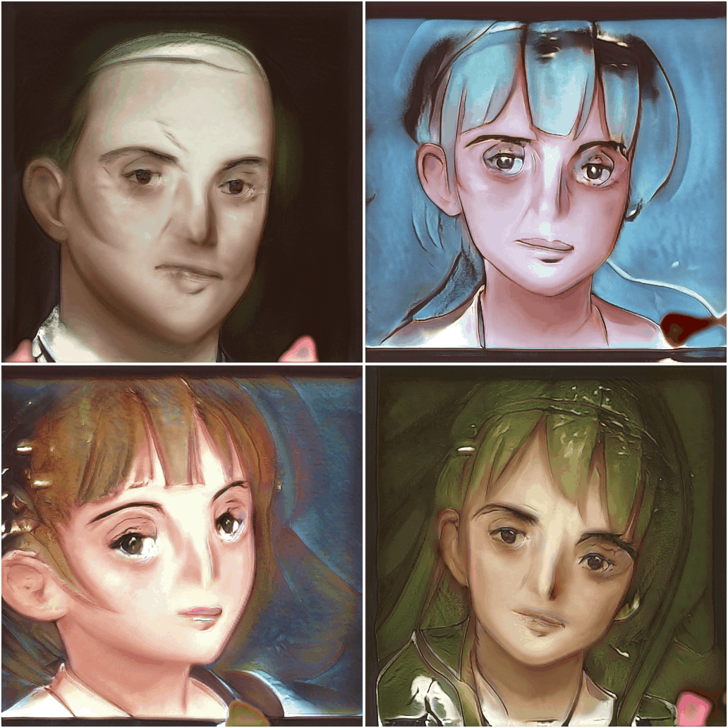 aydao 2019, anime faces → western portrait training samples (later)