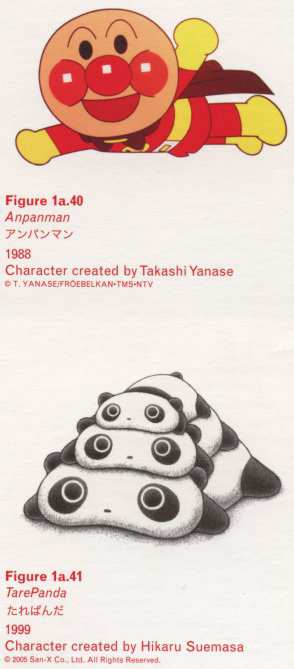 Caption right middle: · Figure 1a.40 · Anpanman · 1988 · Character created by Takashi Yanase · Caption right bottom: · Figure 1a.41 · TarePanda · 1999 · Character created by Hikaru Suemasa