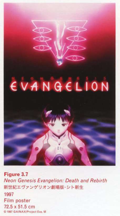 Caption right bottom: Neon Genesis Evangelion: Death ad Rebirth, 199727ya, Film poster, 72.5 × 51.5 cm