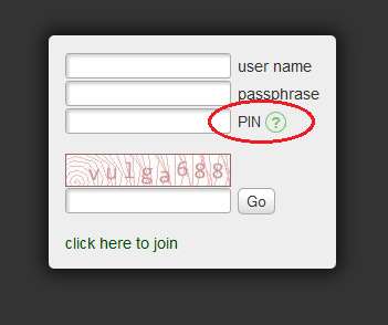 A screenshot of a SR phish, with the tell-tale PIN field circled; provided by anonymous author