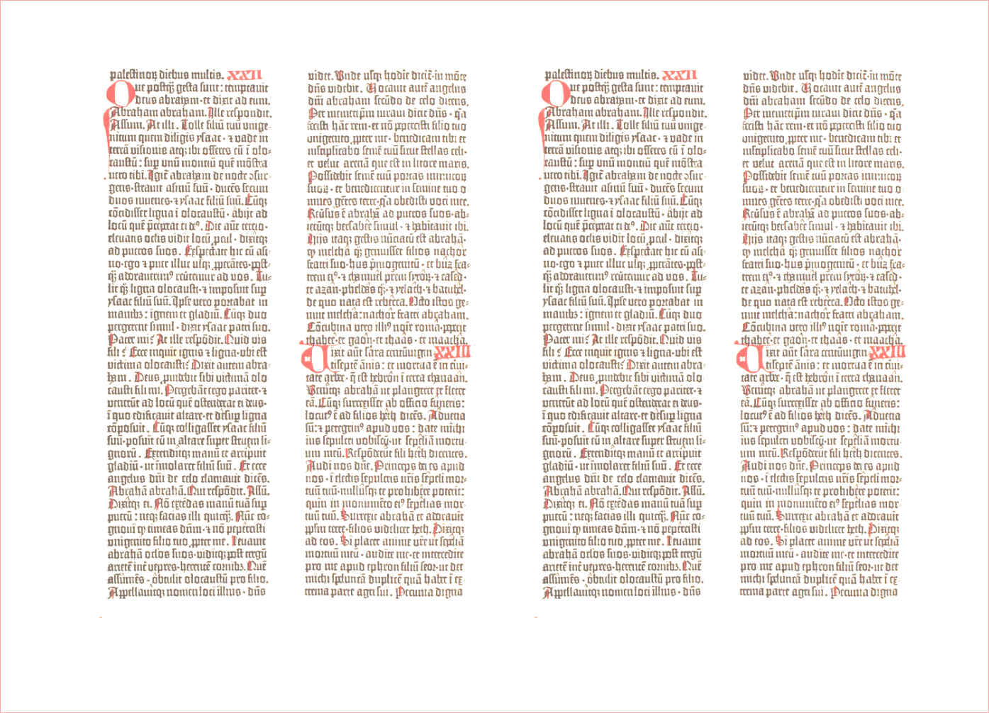 The first edition of the Gutenberg Bible (~1454570ya) used two printing passes, with the second for rubrication, but switched to a single pass & hand rubrication. (Rubrication was often used on ‘caput’/pilcrow symbols to denote paragraphs and other separations inline; a fun homage is Dowling & Duncan’s exhibit on the Charter of the Forest.)