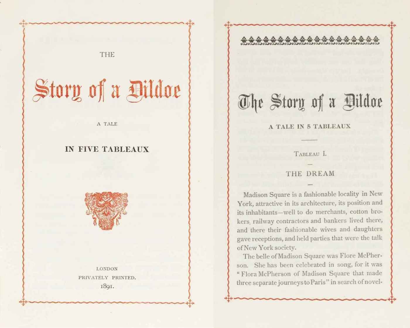 The Story Of A Dildoe: A Tale In Five Tableaux, 1891 (from a discussion of Victorian erotica)