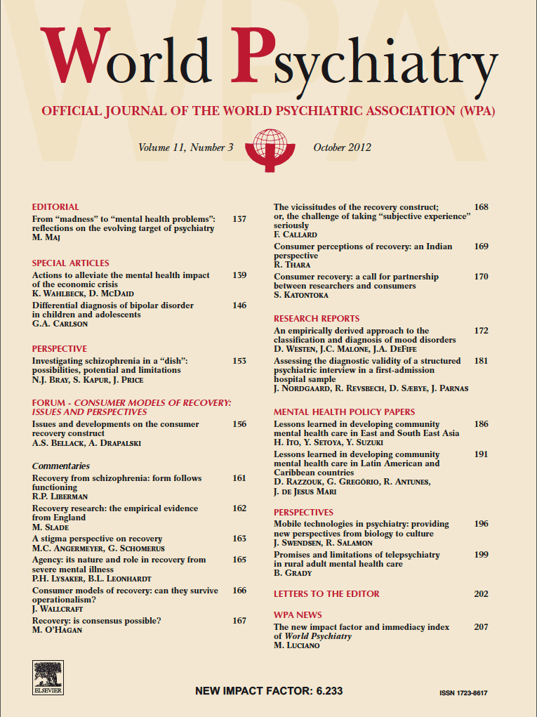 The World Psychiatry journal of the World Psychiatric Association uses rubrication for its logo, and section headers in its table of contents (example: October 201212ya issue)