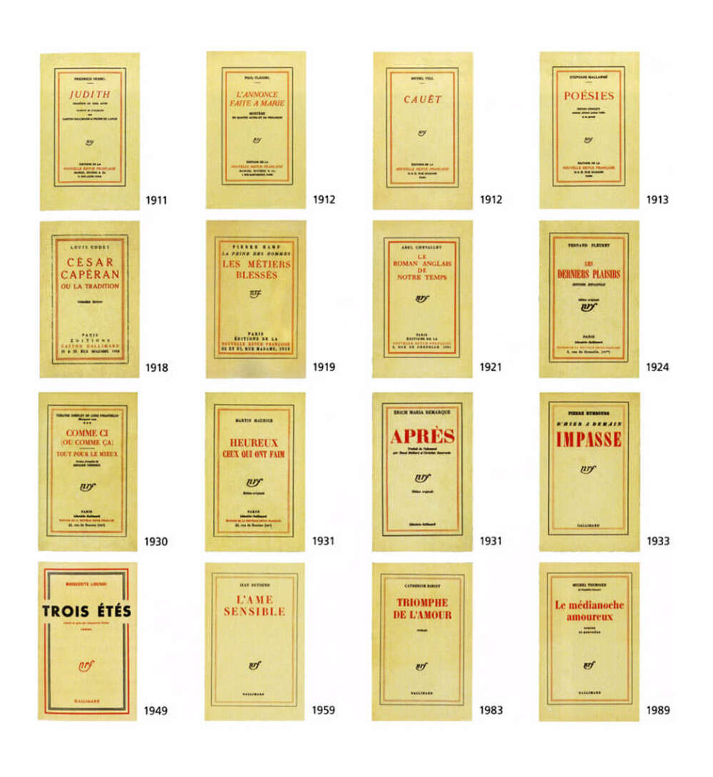 Gallimard covers 1911–1989 (4×4), from Graphéine