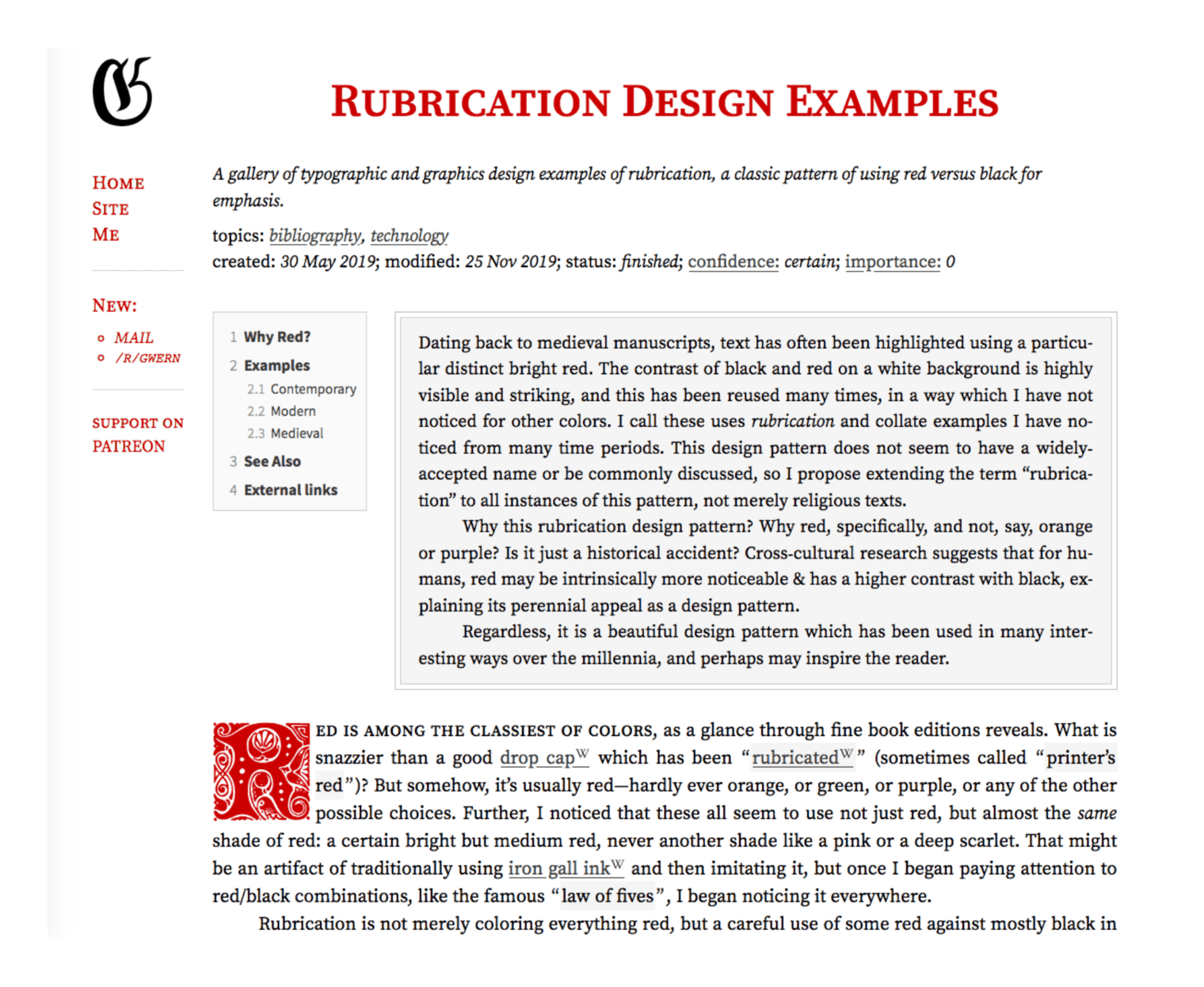 Gwern.net mockup for a rubricated site design.