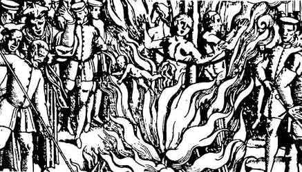 Pregnant Protestant, burning at the stake—1555.