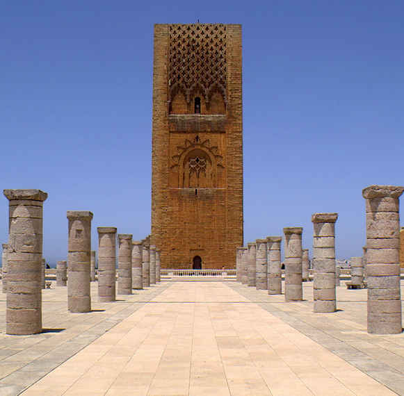 The yet-unfinished Hassan Tower in Rabat, Morocco