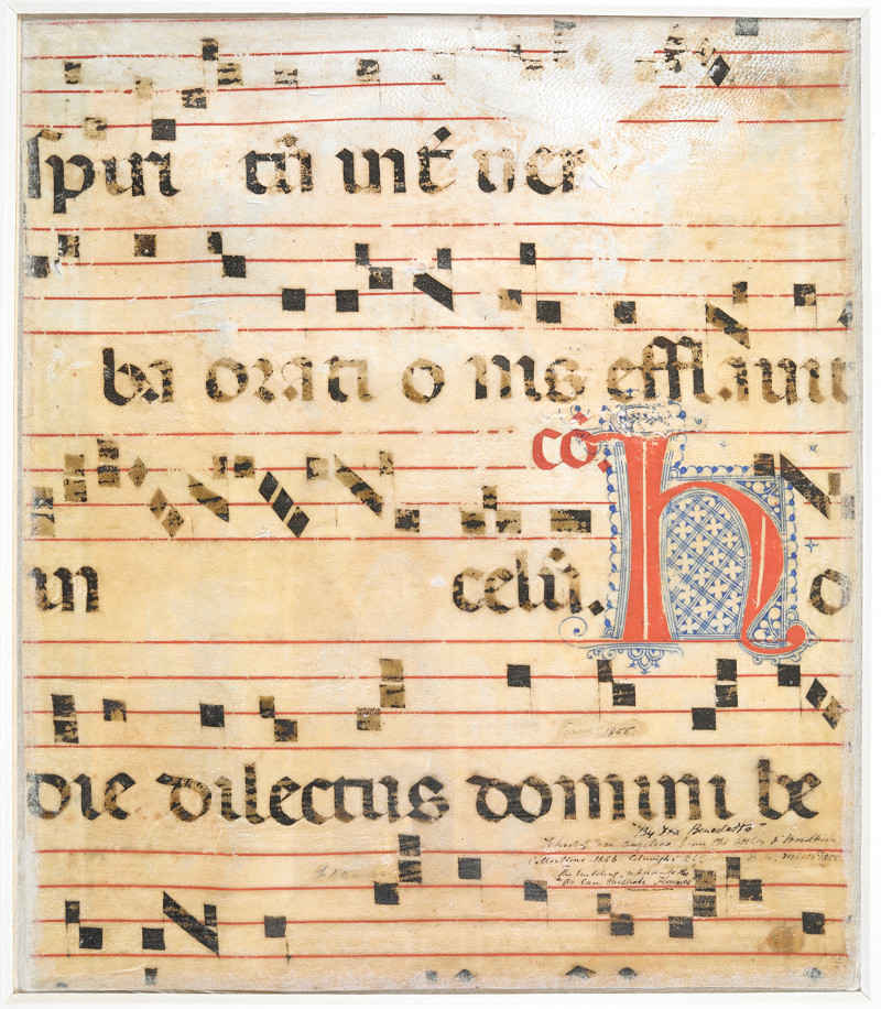 “Add MS 35254: the hymn Ave Maria Gratia Plena incorporating a large red initial with contrasting blue penwork.”, Freeman2014; from cuttings of a 1375 gradual choirbook, illustrated by Don Silvestro dei Gherarducci of the Camaldolese monastery of Santa Maria degli Angeli in Florence.