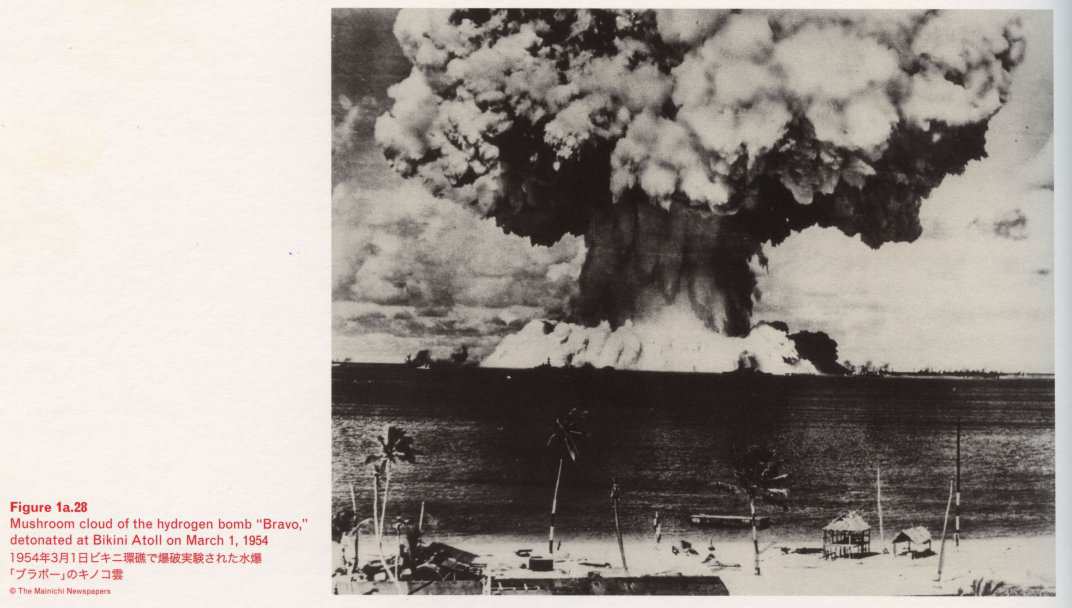 Caption bottom left: · Figure 1a.28 · Mushroom cloud of the hydrogen bomb “Bravo”, detonated at Bikini Atoll on March 1, 1954