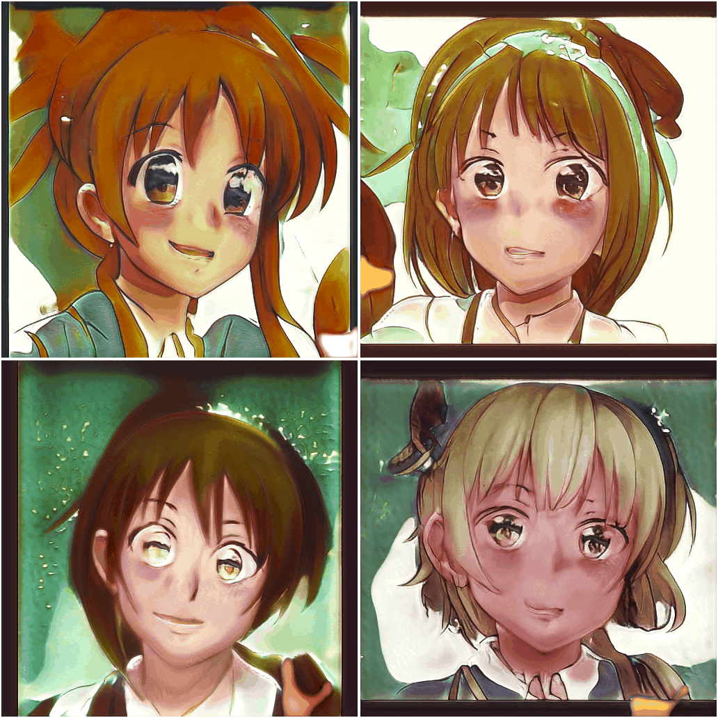 aydao 2019, anime faces → western portrait training samples (early)